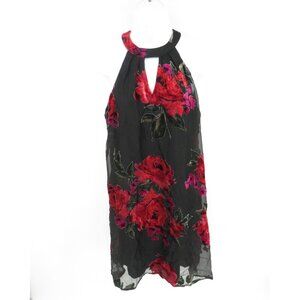 As U Wish Juniors' Cutout Flocked Black Red  Shift Dress Small NWT $59